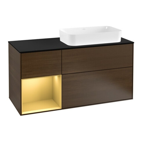 V&B Waschtischunterschrank Finion 120cm, Pl bla m, Reg li gol m, wal ven