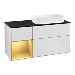 V&B Waschtischunterschrank Finion 120cm, Pl bla m, Reg li gol m, wh. m Lac