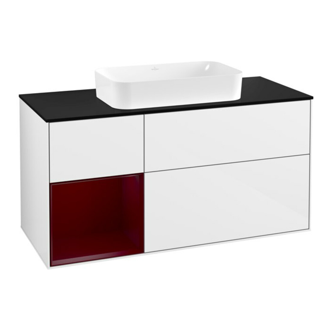V&B Waschtischunterschrank Finion 120cm, Pl bla m, Reg li Peo, glo wh. Lac