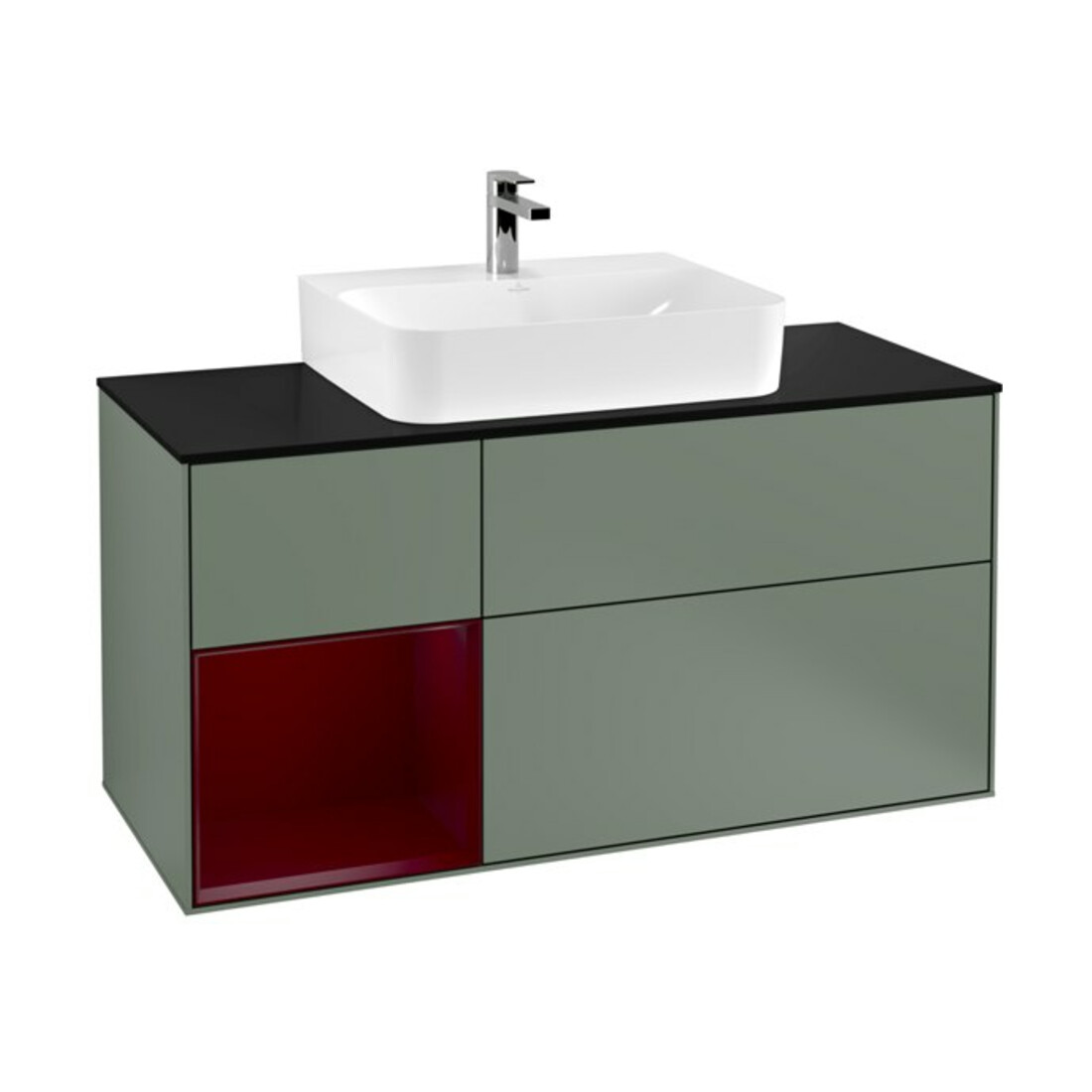 V&B Waschtischunterschrank Finion 120cm, Pl bla m, Reg li Peo, Oli. m Lac