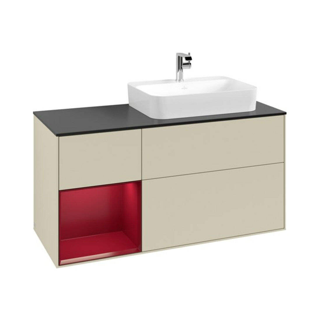 V&B Waschtischunterschrank Finion 120cm, Pl bla m, Reg li Peo, si Gr m Lac