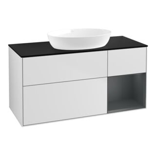 V&B Waschtischunterschrank Finion 120cm, Pl bla m, Reg md m Lac, wh. m Lac