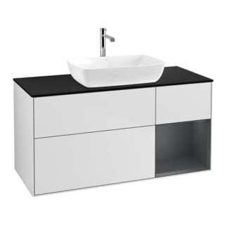 V&B Waschtischunterschrank Finion 120cm, Pl bla m, Reg md m Lac, wh. m Lac