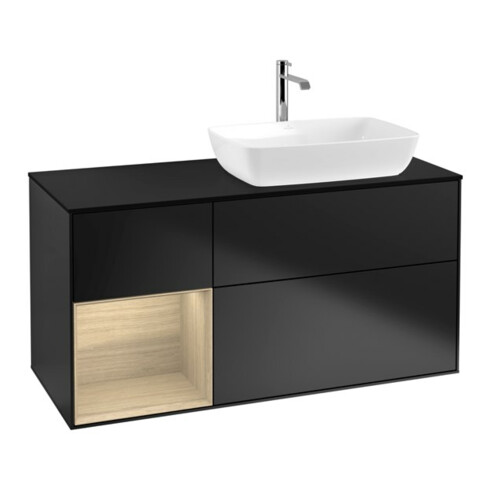 V&B Waschtischunterschrank Finion 120cm, Pl bla m, Reg Oa ven, bla m Lac