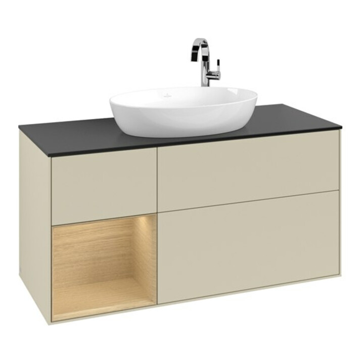 V&B Waschtischunterschrank Finion 120cm, Pl bla m, Reg Oa ven, si Gr m Lac