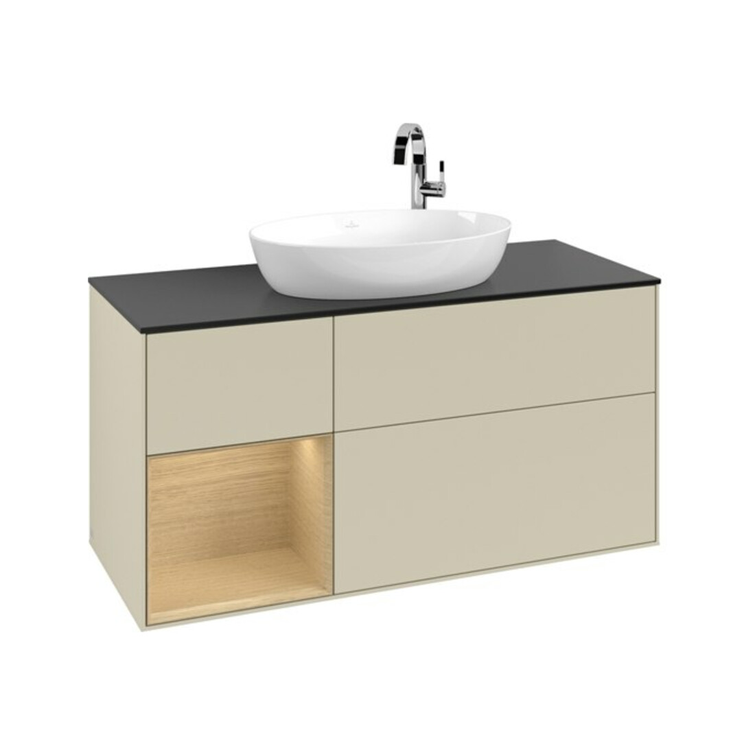 V&B Waschtischunterschrank Finion 120cm, Pl bla m, Reg Oa ven, si Gr m Lac