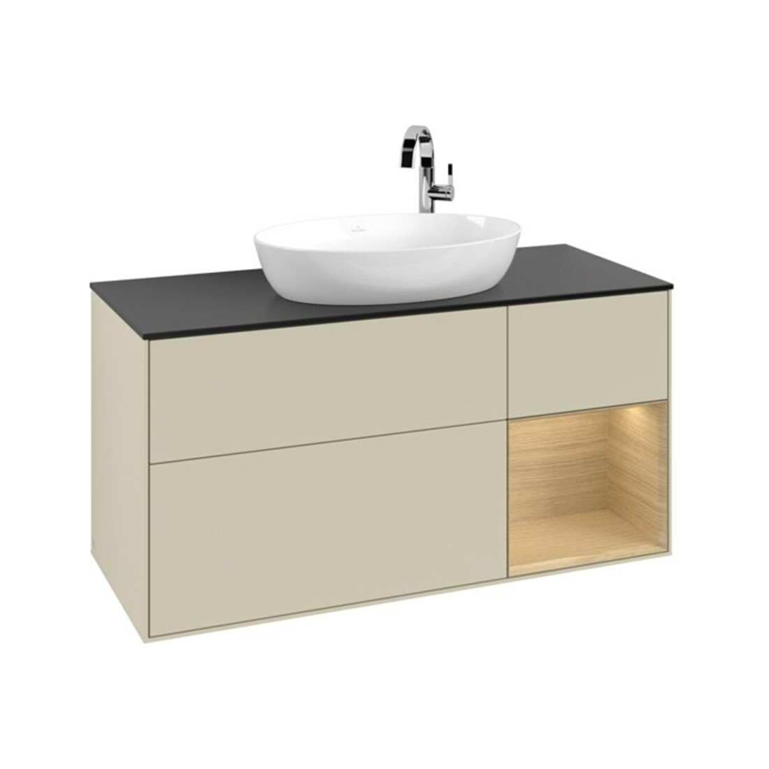 V&B Waschtischunterschrank Finion 120cm, Pl bla m, Reg Oa ven, si Gr m Lac