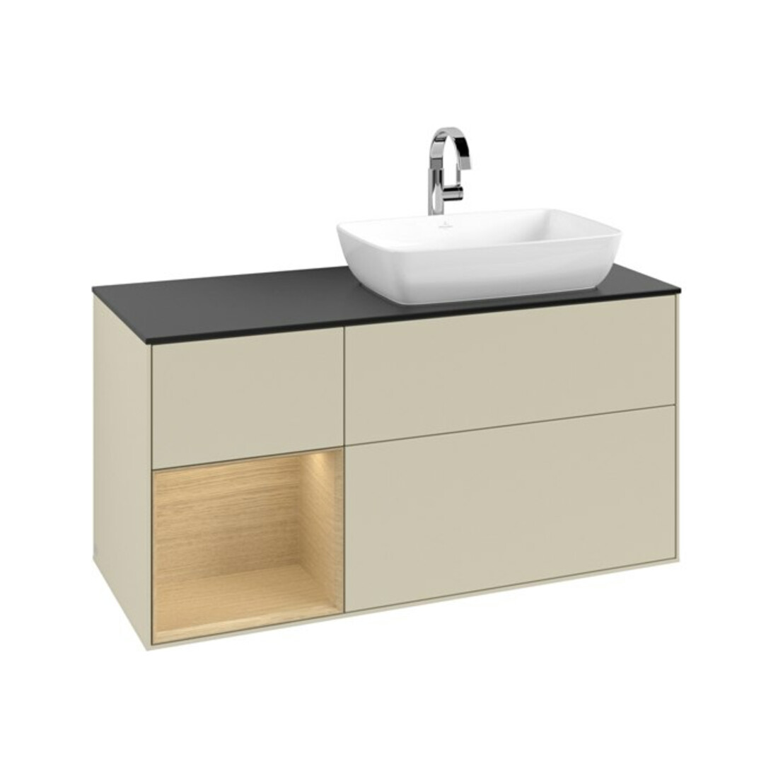 V&B Waschtischunterschrank Finion 120cm, Pl bla m, Reg Oa ven, si Gr m Lac