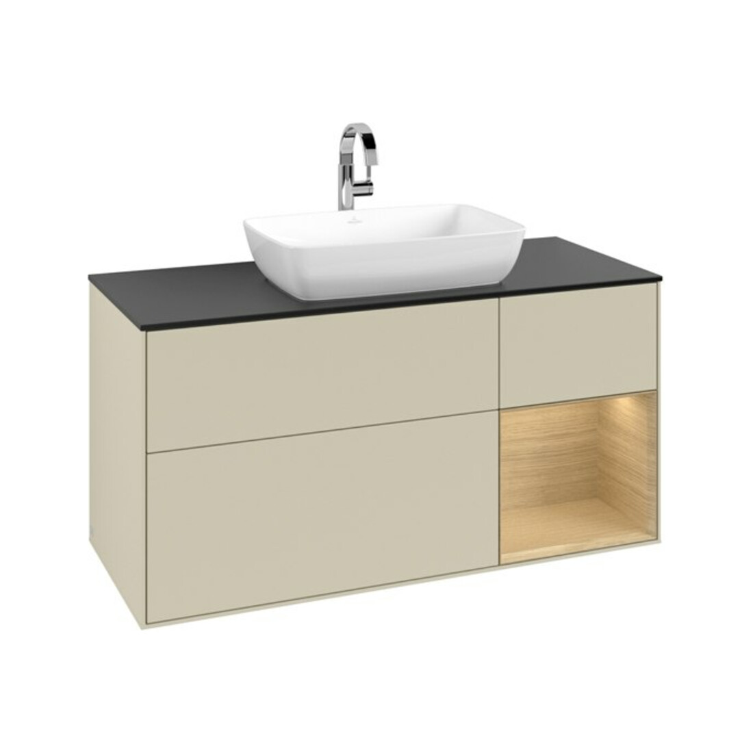 V&B Waschtischunterschrank Finion 120cm, Pl bla m, Reg Oa ven, si Gr m Lac