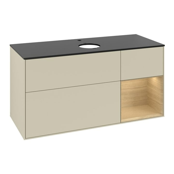 V&B Waschtischunterschrank Finion 120cm, Pl bla m, Reg Oa ven, si Gr m Lac
