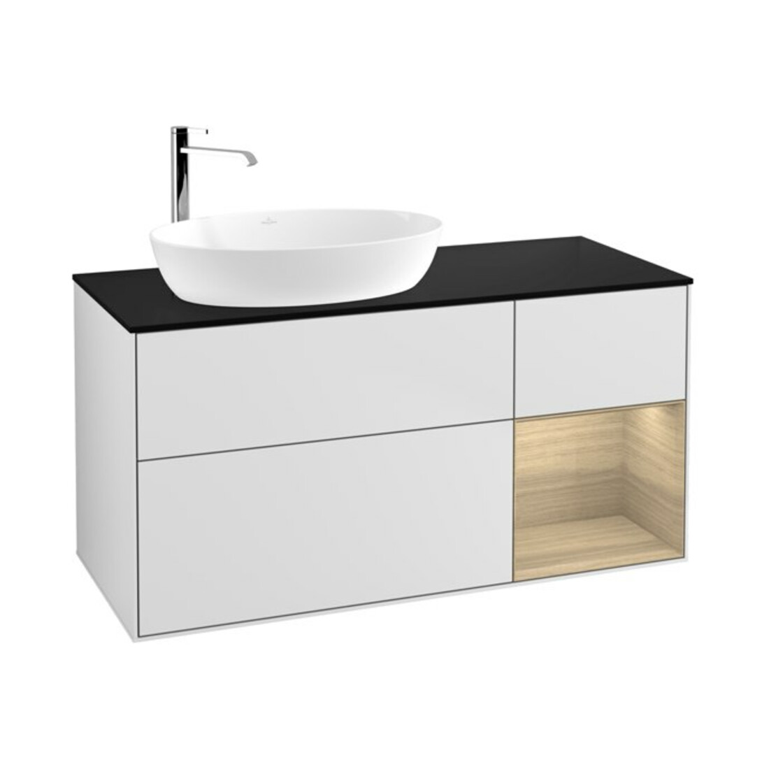 V&B Waschtischunterschrank Finion 120cm, Pl bla m, Reg Oa ven, wh. m Lac