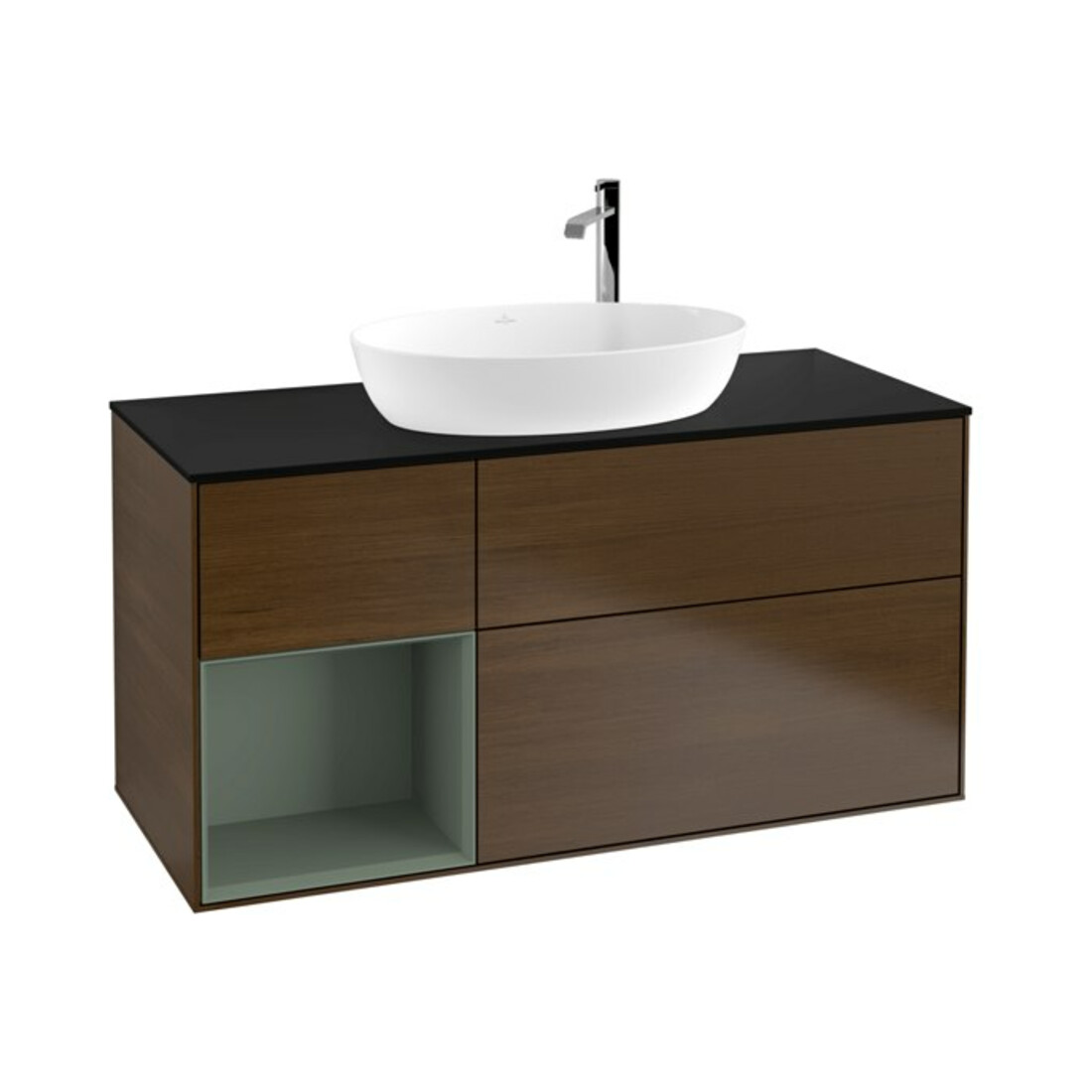 V&B Waschtischunterschrank Finion 120cm, Pl bla m, Reg Oli. m Lac, wal ven
