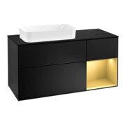 V&B Waschtischunterschrank Finion 120cm, Pl bla m, Reg re gol m, bla m Lac