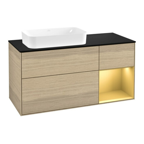 V&B Waschtischunterschrank Finion 120cm, Pl bla m, Reg re gol m, Oa ven