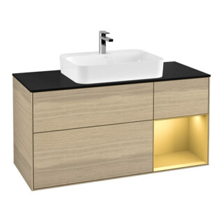V&B Waschtischunterschrank Finion 120cm, Pl bla m, Reg re gol m, Oa ven