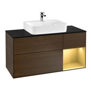 V&B Waschtischunterschrank Finion 120cm, Pl bla m, Reg re gol m, wal ven