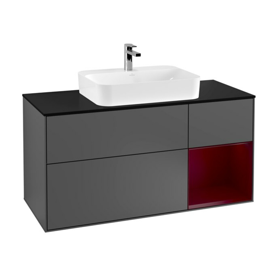 V&B Waschtischunterschrank Finion 120cm, Pl bla m, Reg re Peo, Anthrac. m