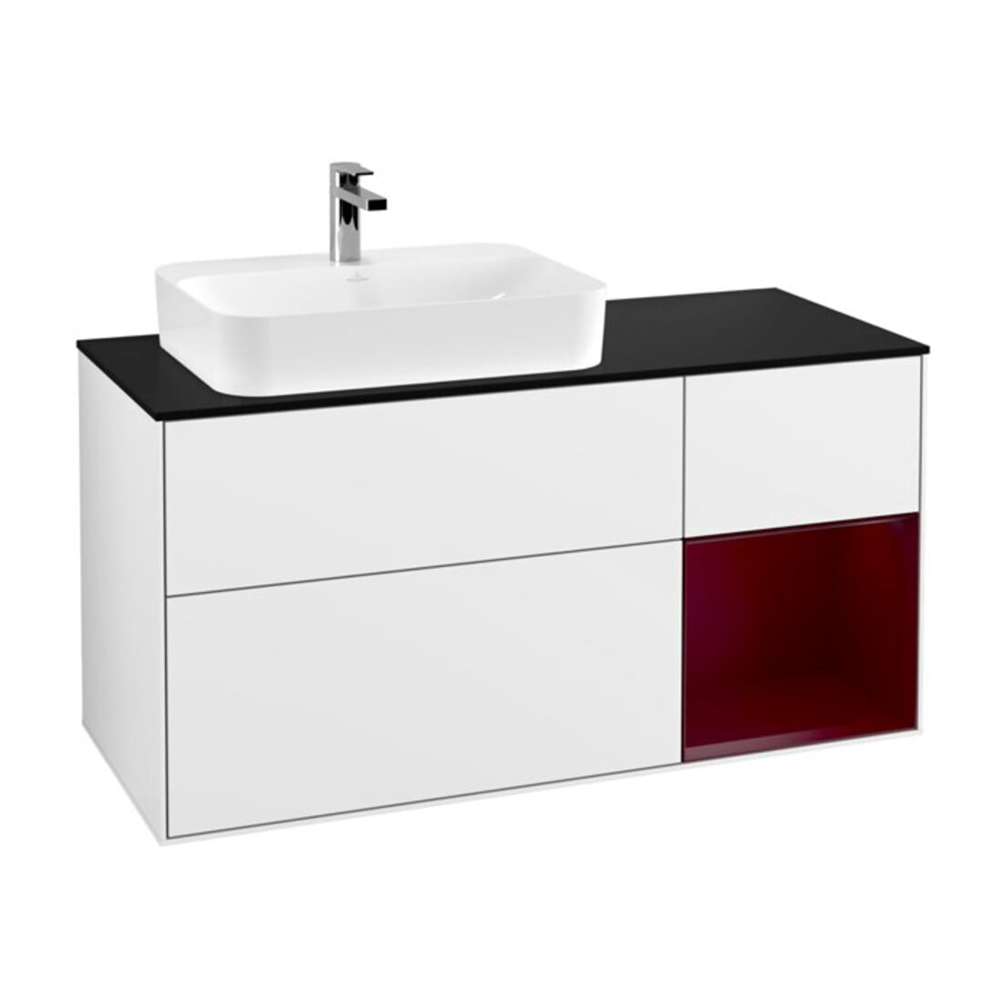 V&B Waschtischunterschrank Finion 120cm, Pl bla m, Reg re Peo, glo wh. Lac