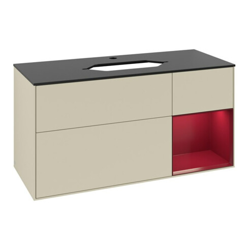 V&B Waschtischunterschrank Finion 120cm, Pl bla m, Reg re Peo, si Gr m Lac