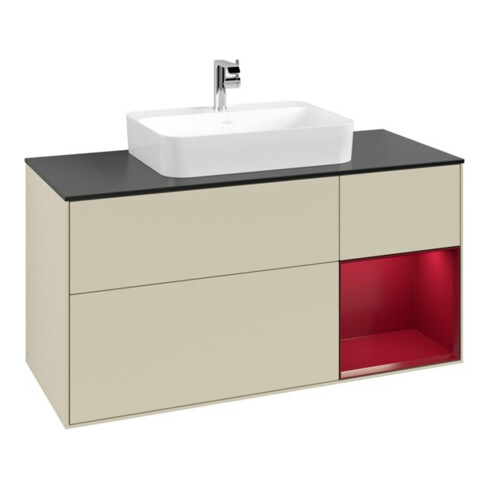 V&B Waschtischunterschrank Finion 120cm, Pl bla m, Reg re Peo, si Gr m Lac
