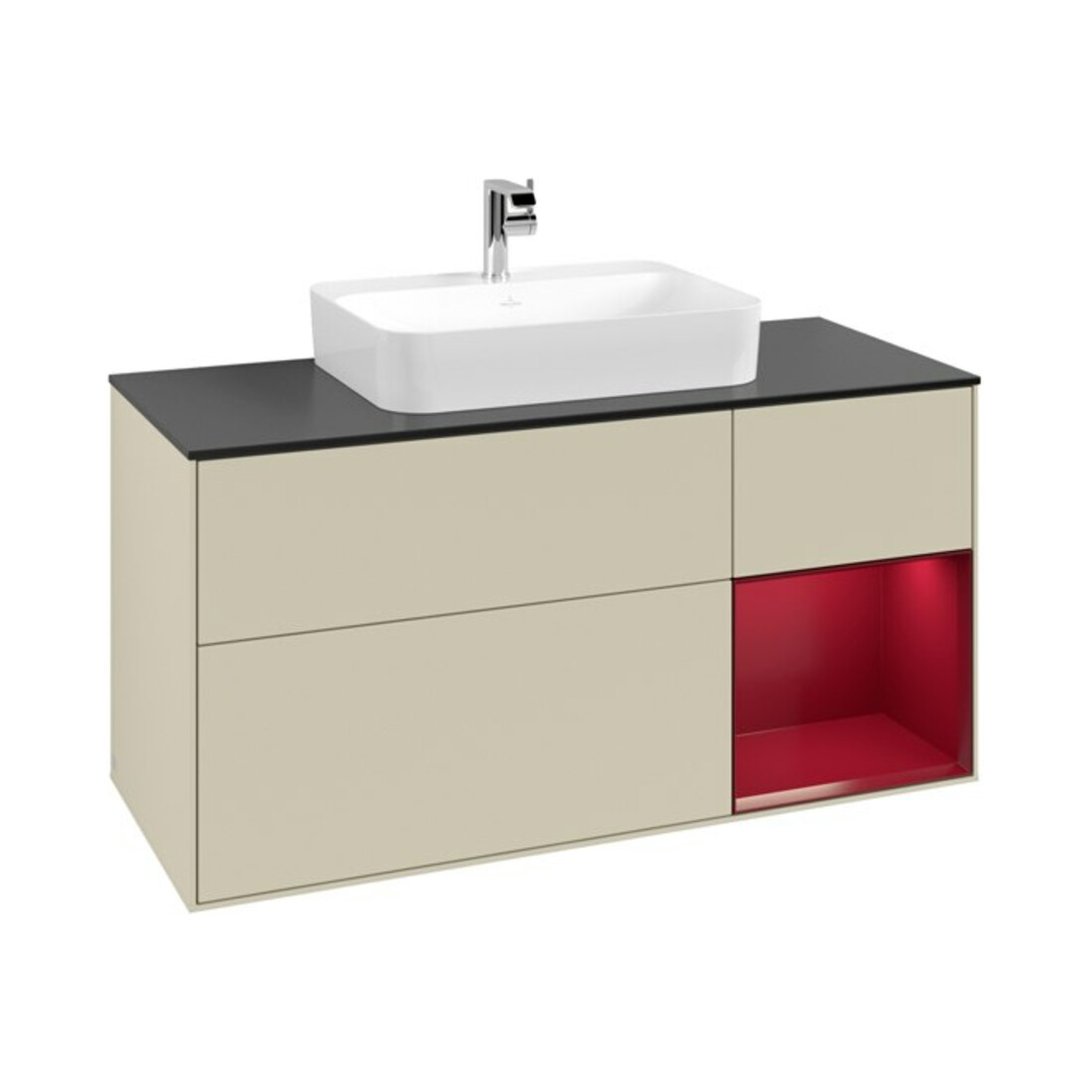 V&B Waschtischunterschrank Finion 120cm, Pl bla m, Reg re Peo, si Gr m Lac