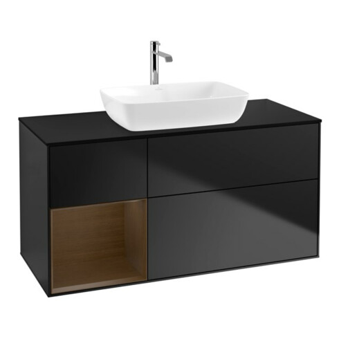 V&B Waschtischunterschrank Finion 120cm, Pl bla m, Reg wal ven, bla m Lac