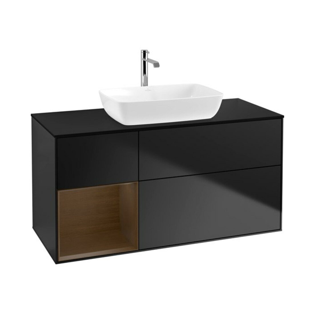 V&B Waschtischunterschrank Finion 120cm, Pl bla m, Reg wal ven, bla m Lac