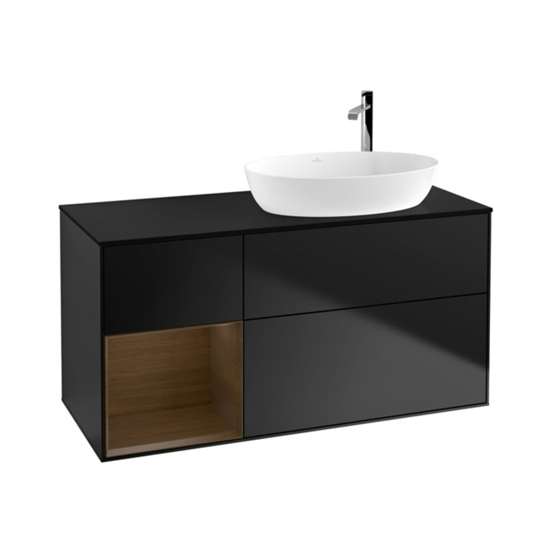 V&B Waschtischunterschrank Finion 120cm, Pl bla m, Reg wal ven, bla m Lac