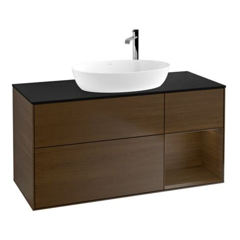 V&B Waschtischunterschrank Finion 120cm, Pl bla m, Reg wal ven, wal ven