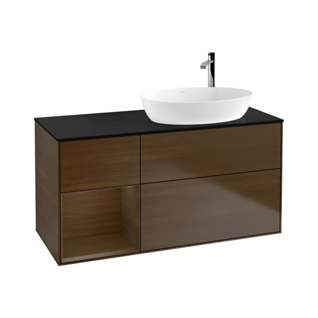 V&B Waschtischunterschrank Finion 120cm, Pl bla m, Reg wal ven, wal ven