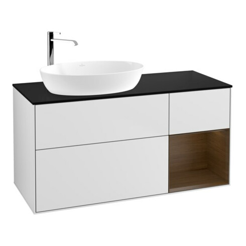 V&B Waschtischunterschrank Finion 120cm, Pl bla m, Reg wal ven, wh. m Lac