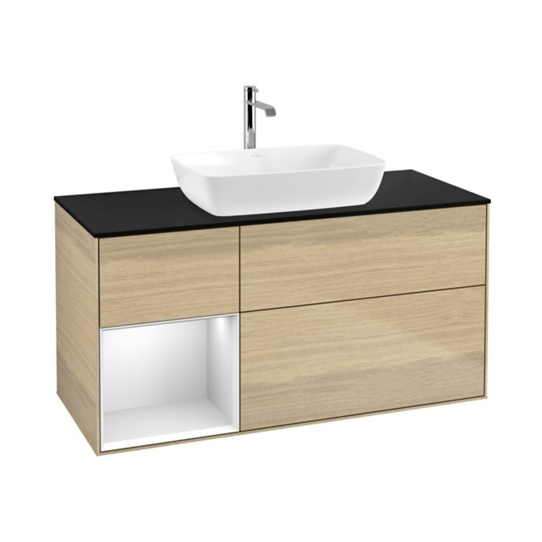 V&B Waschtischunterschrank Finion 120cm, Pl bla m, Reg wh. m Lac, Oa ven