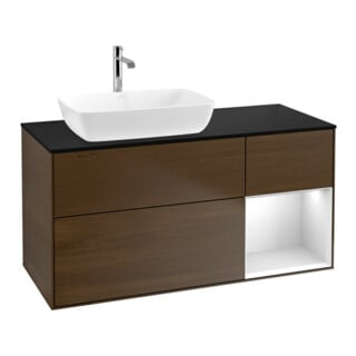 V&B Waschtischunterschrank Finion 120cm, Pl bla m, Reg wh. m Lac, wal ven