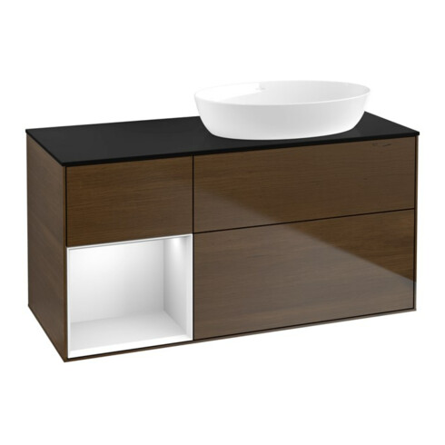 V&B Waschtischunterschrank Finion 120cm, Pl bla m, Reg wh. m Lac, wal ven