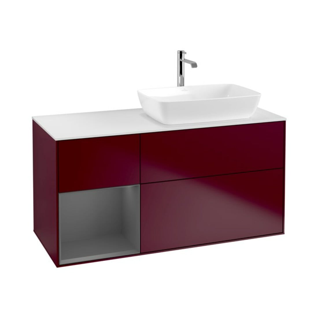 V&B Waschtischunterschrank Finion 120cm, Pl w m, Reg Anthrac. m Lac, Peo m