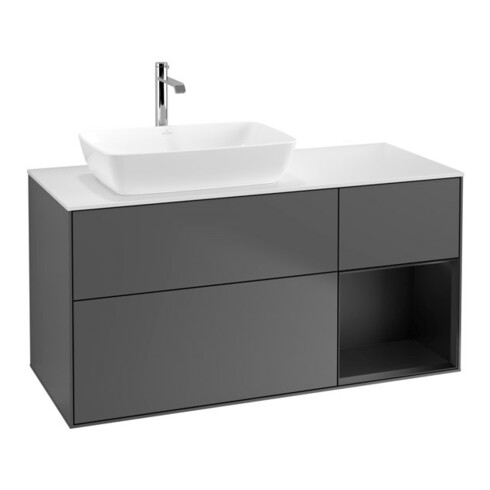 V&B Waschtischunterschrank Finion 120cm, Pl w m, Reg bla m Lac, Anthrac. m