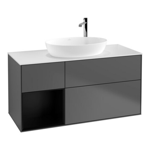 V&B Waschtischunterschrank Finion 120cm, Pl w m, Reg bla m Lac, Anthrac. m