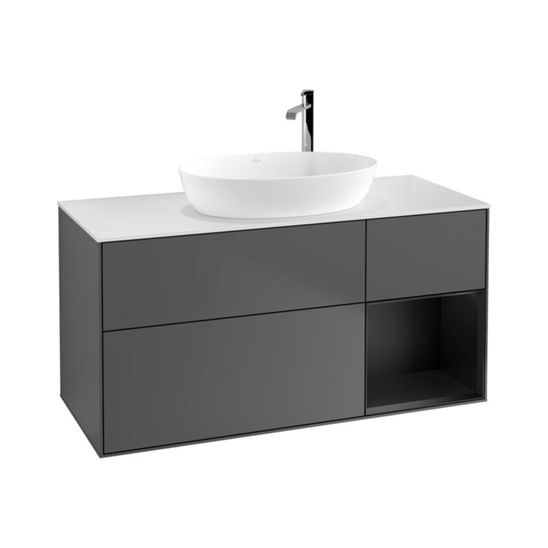 V&B Waschtischunterschrank Finion 120cm, Pl w m, Reg bla m Lac, Anthrac. m