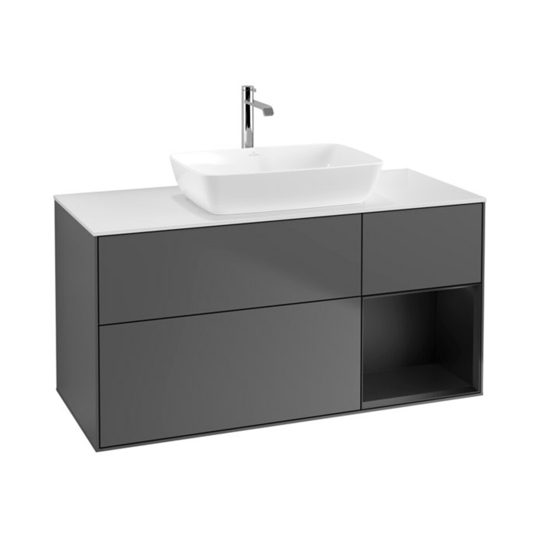 V&B Waschtischunterschrank Finion 120cm, Pl w m, Reg bla m Lac, Anthrac. m