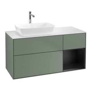 V&B Waschtischunterschrank Finion 120cm, Pl w m, Reg bla m Lac, Oli. m Lac