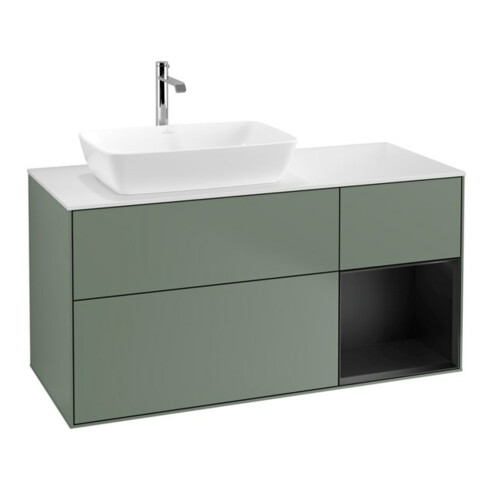 V&B Waschtischunterschrank Finion 120cm, Pl w m, Reg bla m Lac, Oli. m Lac