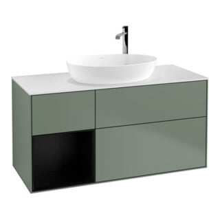 V&B Waschtischunterschrank Finion 120cm, Pl w m, Reg bla m Lac, Oli. m Lac
