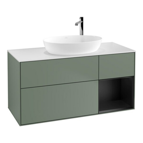 V&B Waschtischunterschrank Finion 120cm, Pl w m, Reg bla m Lac, Oli. m Lac