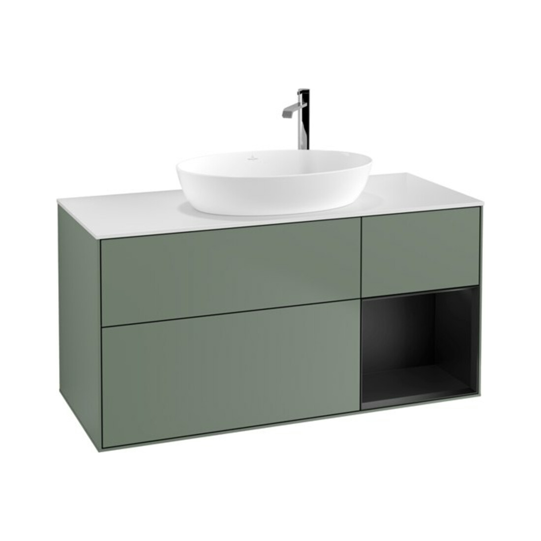 V&B Waschtischunterschrank Finion 120cm, Pl w m, Reg bla m Lac, Oli. m Lac