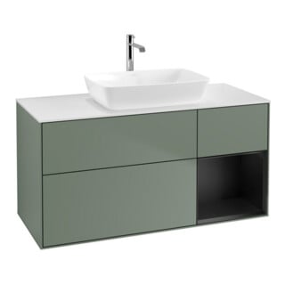V&B Waschtischunterschrank Finion 120cm, Pl w m, Reg bla m Lac, Oli. m Lac