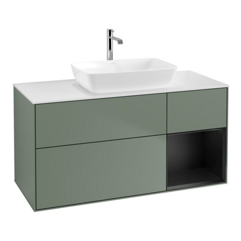 V&B Waschtischunterschrank Finion 120cm, Pl w m, Reg bla m Lac, Oli. m Lac