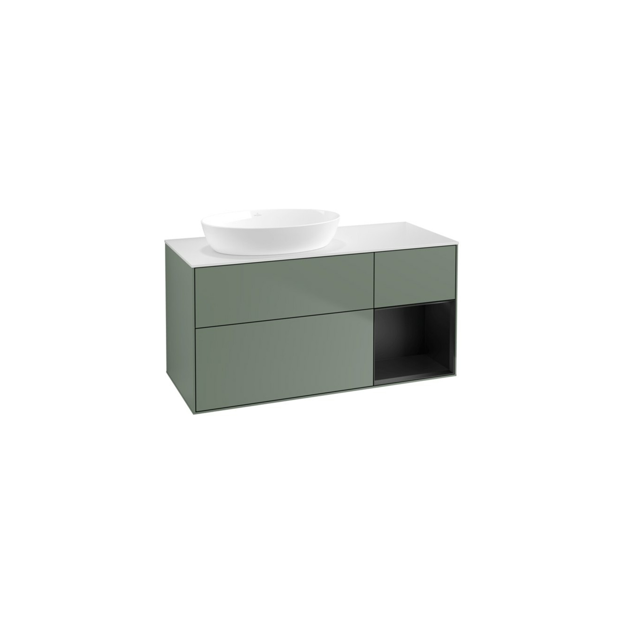 V&B Waschtischunterschrank Finion 120cm, Pl w m, Reg bla m Lac, Oli. m Lac ; Villeroy & Boch