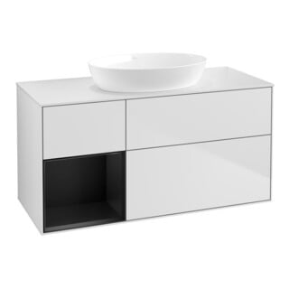 V&B Waschtischunterschrank Finion 120cm, Pl w m, Reg bla m Lac, wh. m Lac