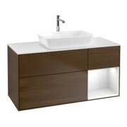 V&B Waschtischunterschrank Finion 120cm, Pl w m, Reg glo wh. Lac, wal ven