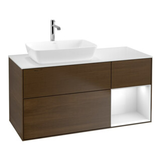 V&B Waschtischunterschrank Finion 120cm, Pl w m, Reg glo wh. Lac, wal ven